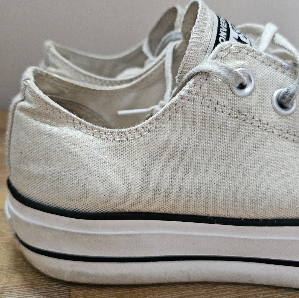 Converse Women's Gold Shimmer Canvas Sneakers, Shoes - Picture 2 of 10